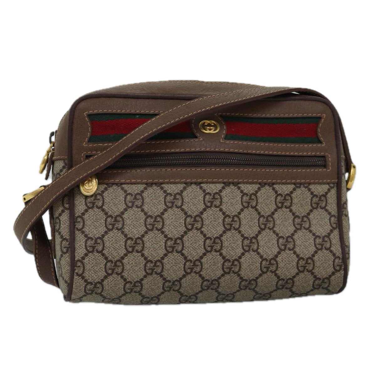 GUCCI GG Supreme Web Sherry Line Shoulder Bag PVC Beige 001 50 6655 bs14987