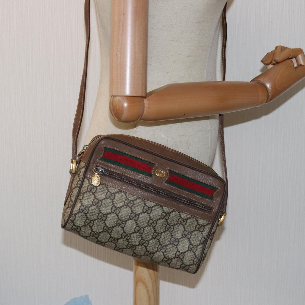 GUCCI GG Supreme Web Sherry Line Shoulder Bag PVC Beige 001 50 6655 bs14987