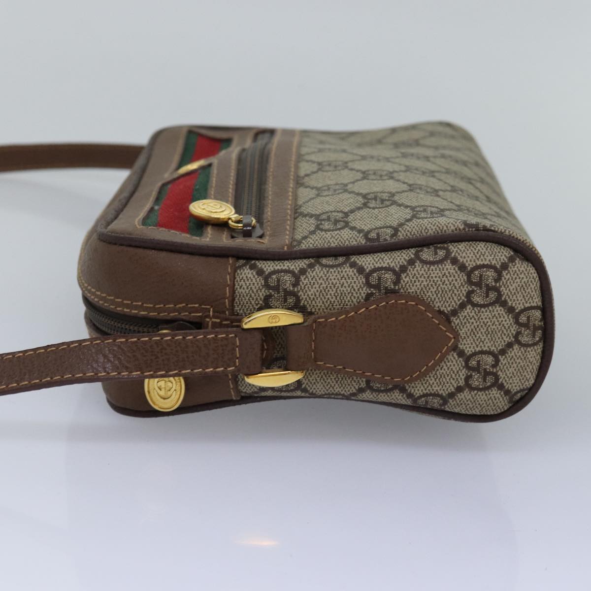 GUCCI GG Supreme Web Sherry Line Shoulder Bag PVC Beige 001 50 6655 bs14987