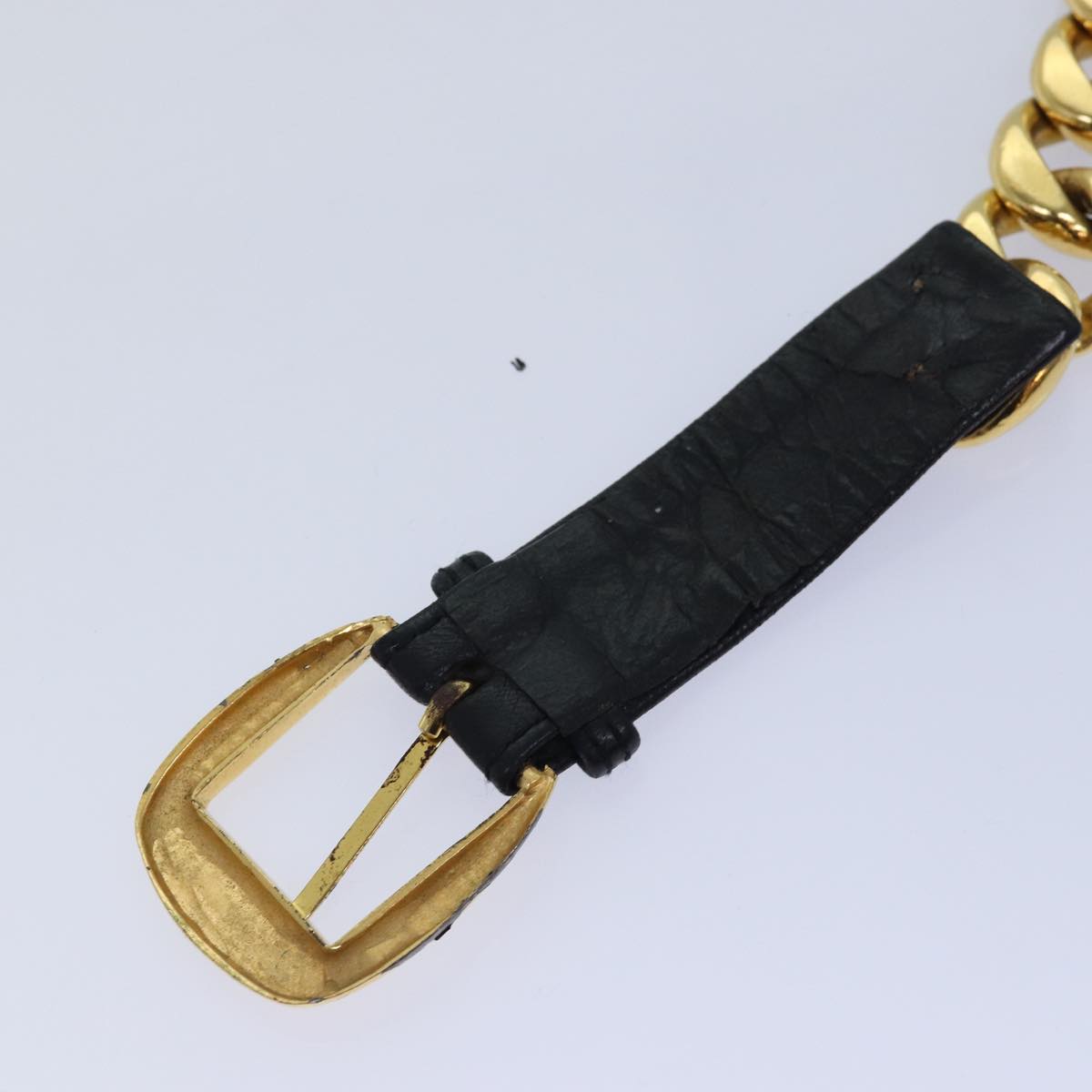 CHANEL Chain Belt metal 31.1"" Gold Black CC bs14988