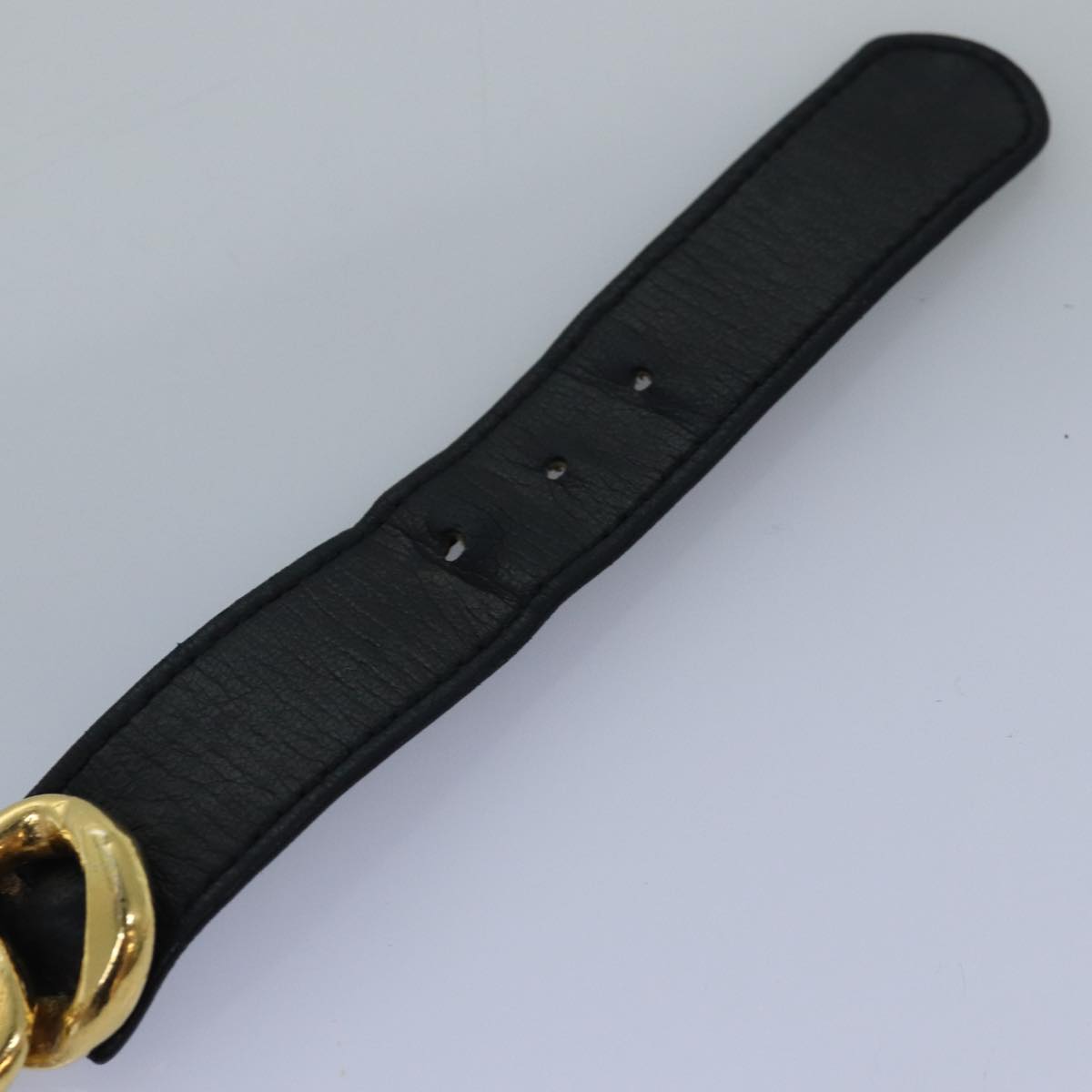 CHANEL Chain Belt metal 31.1"" Gold Black CC bs14988