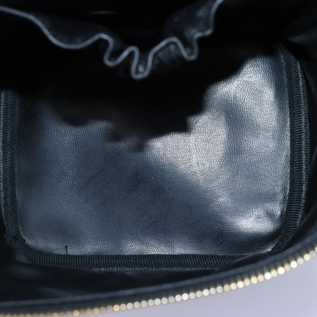 CHANEL Bicolole Vanity Cosmetic Pouch Leather Black CC bs14989
