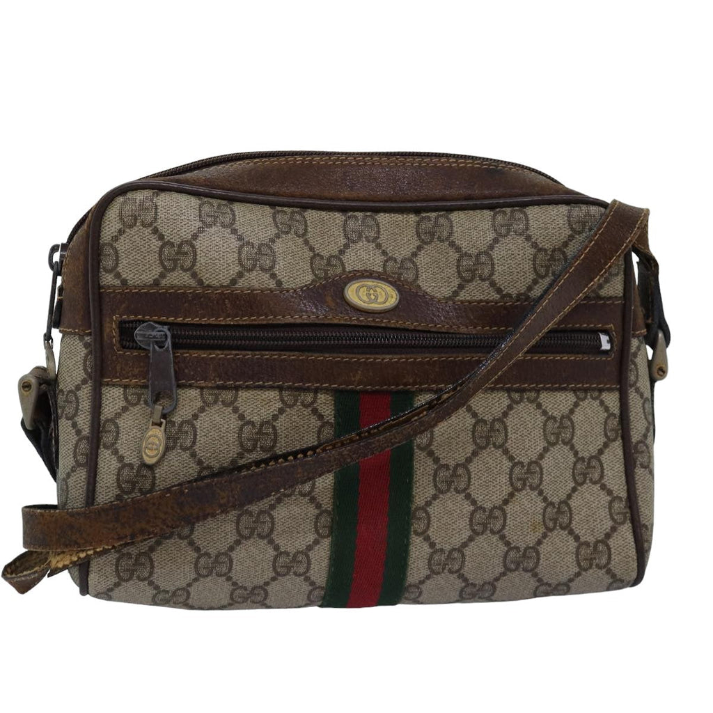 GUCCI GG Supreme Web Sherry Line Shoulder Bag PVC Beige 001 3654 5 bs15002