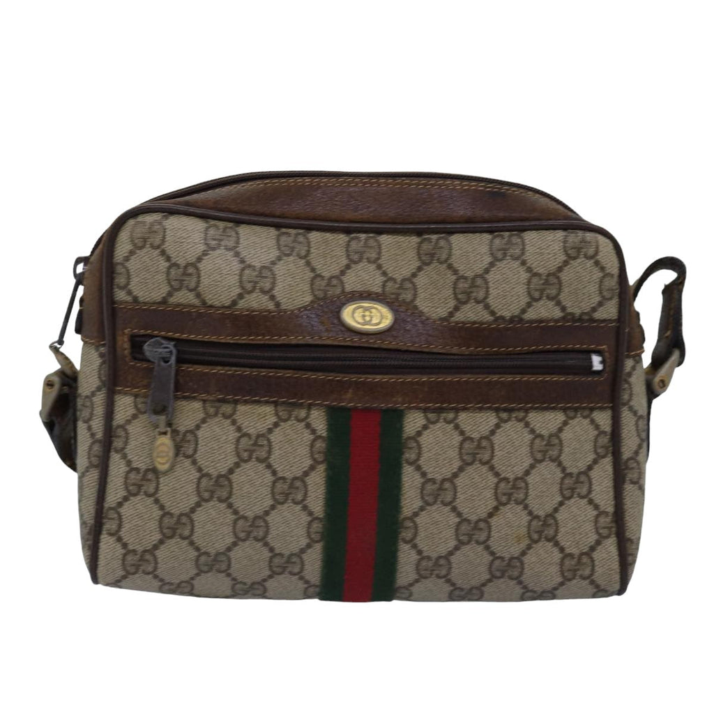 GUCCI GG Supreme Web Sherry Line Shoulder Bag PVC Beige 001 3654 5 bs15002