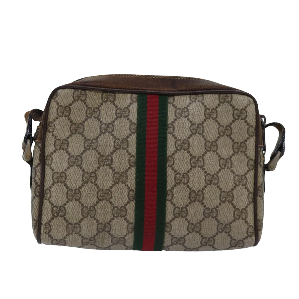 GUCCI GG Supreme Web Sherry Line Shoulder Bag PVC Beige 001 3654 5 bs15002