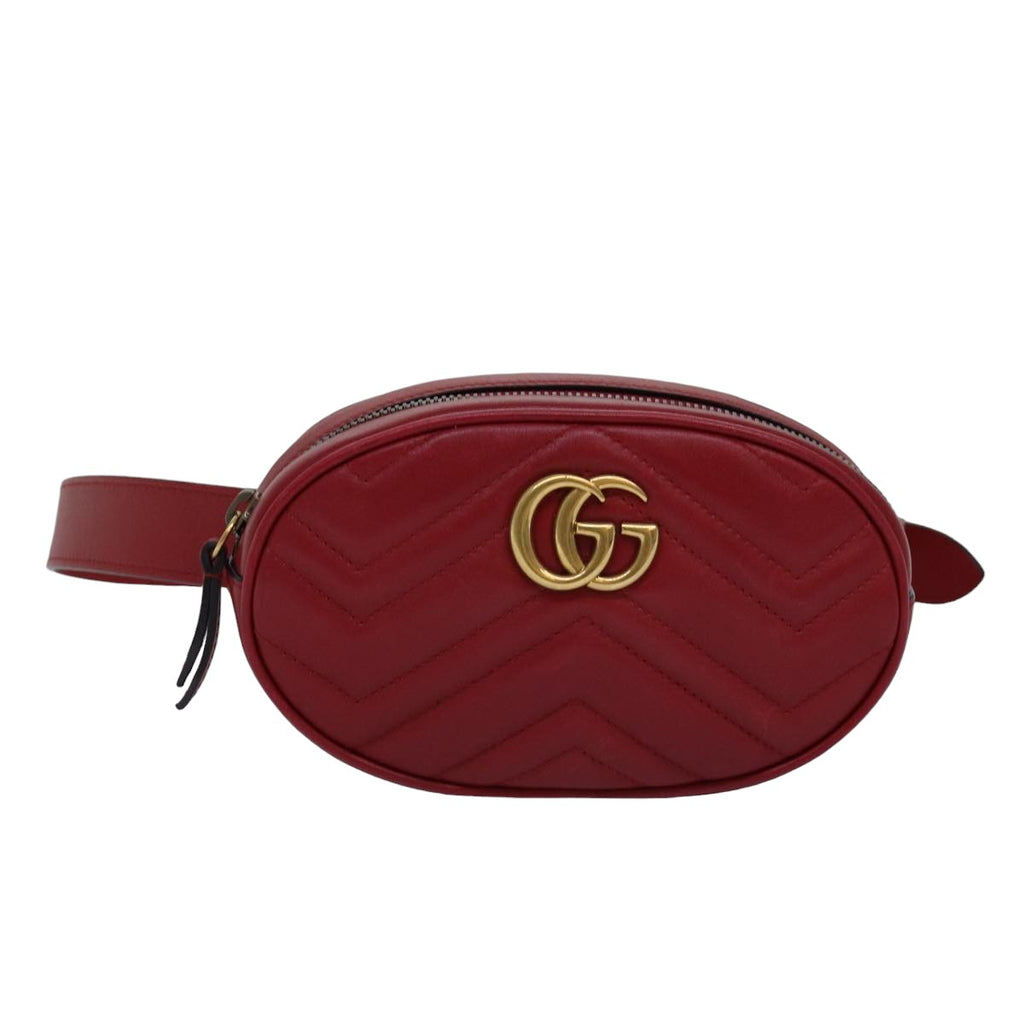 GUCCI GG Marmont Waist bag Leather Red 476434 bs15029