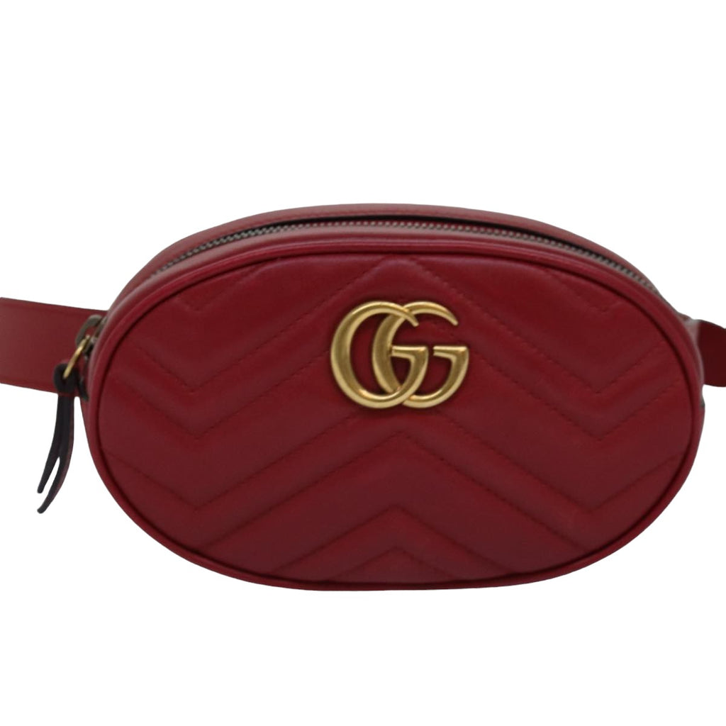 GUCCI GG Marmont Waist bag Leather Red 476434 bs15029