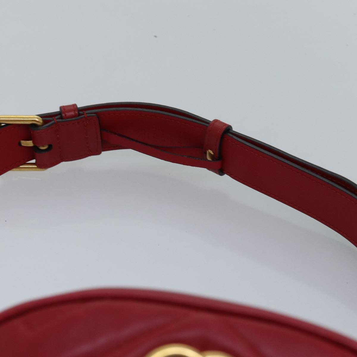 GUCCI GG Marmont Waist bag Leather Red 476434 bs15029