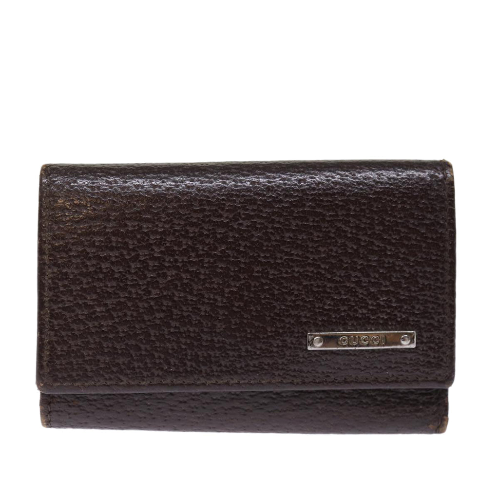 GUCCI Key Case Leather Brown bs15093