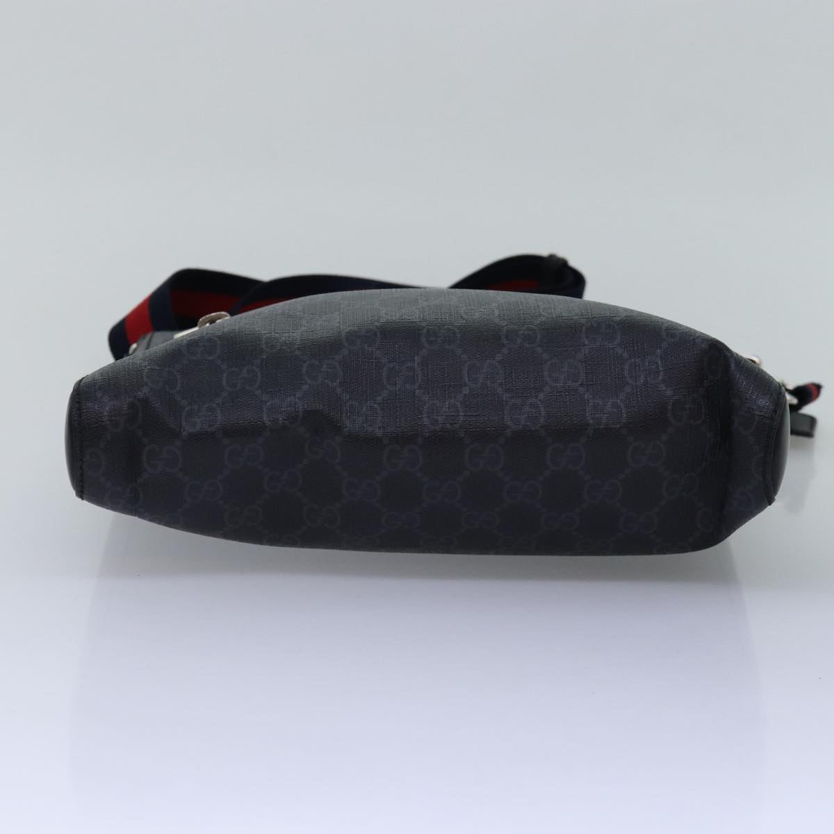 GUCCI GG Supreme Sherry Line Shoulder Bag PVC Navy Red 474137 bs15096