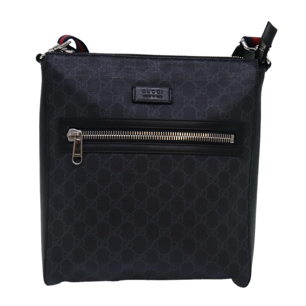GUCCI GG Supreme Sherry Line Shoulder Bag PVC Navy Red 474137 bs15096