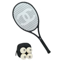 CHANEL Tennis Racket And Ball Set Leather Black White CC bs15099A