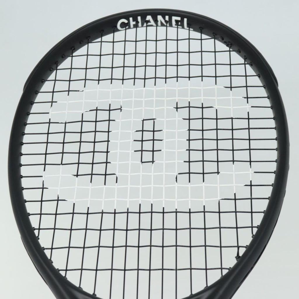 CHANEL Tennis Racket And Ball Set Leather Black White CC bs15099A