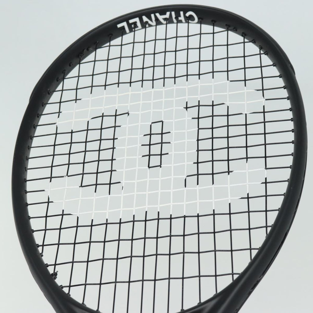 CHANEL Tennis Racket And Ball Set Leather Black White CC bs15099A