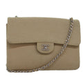 CHANEL Matelasse Turn Lock Chain Shoulder Bag Cotton Beige CC bs15107