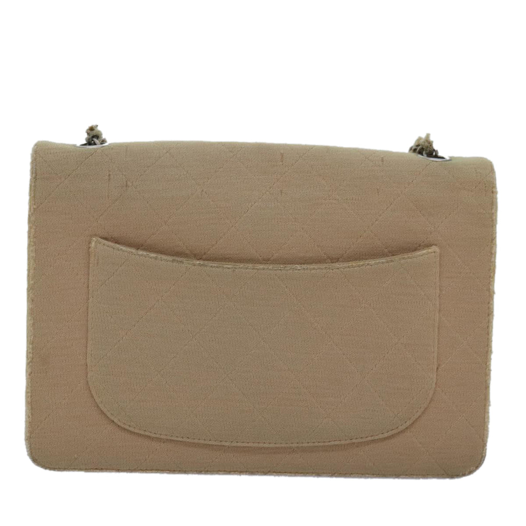 CHANEL Matelasse Turn Lock Chain Shoulder Bag Cotton Beige CC bs15107