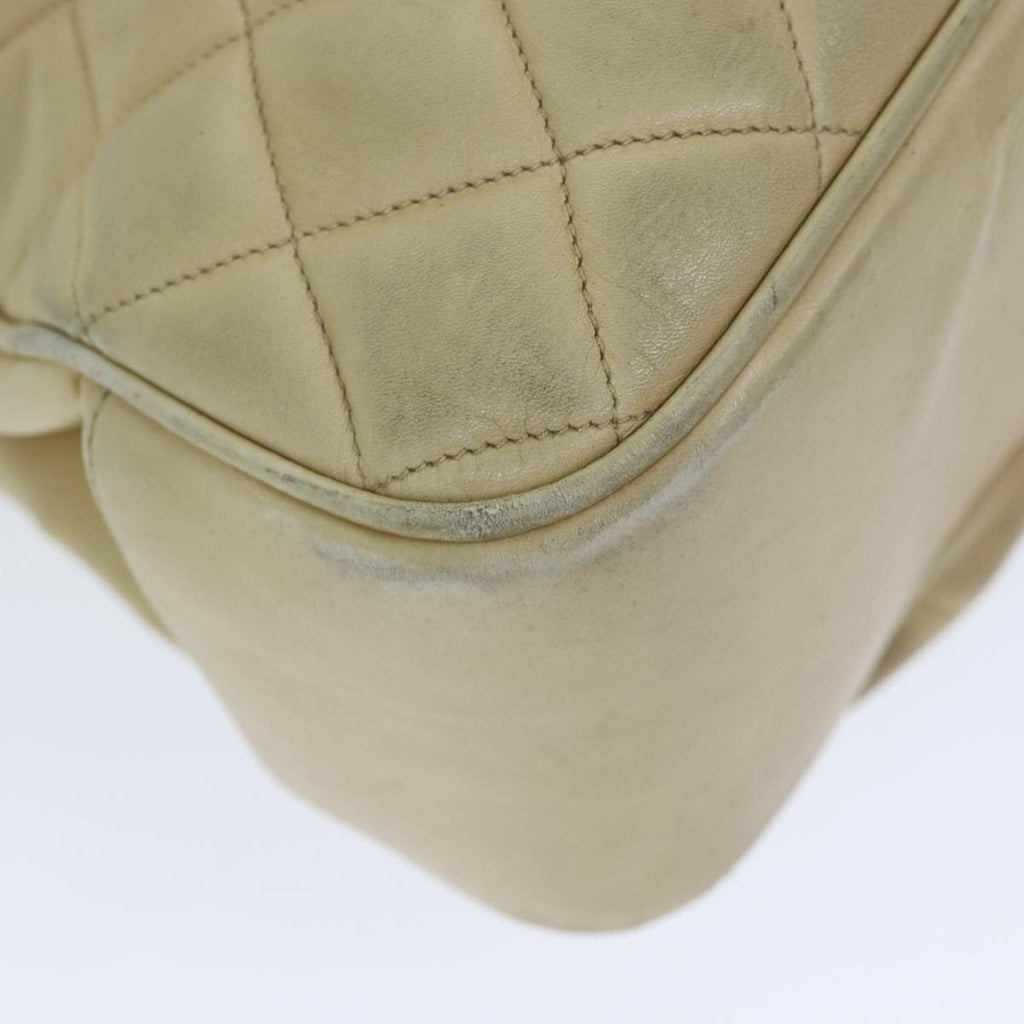 CHANEL Matelasse Chain Shoulder Bag Lamb Skin Beige CC bs15118