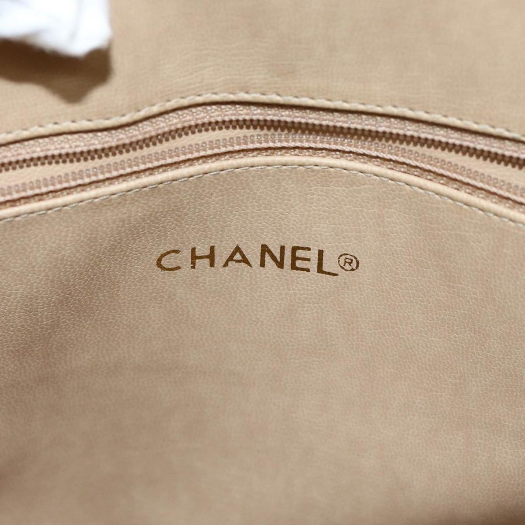 CHANEL Matelasse Chain Shoulder Bag Lamb Skin Beige CC bs15118