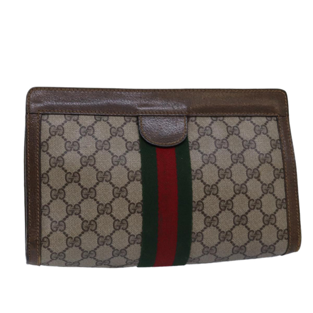 GUCCI GG Supreme Web Sherry Line Clutch Bag Beige 64 014 2125 28 bs15156