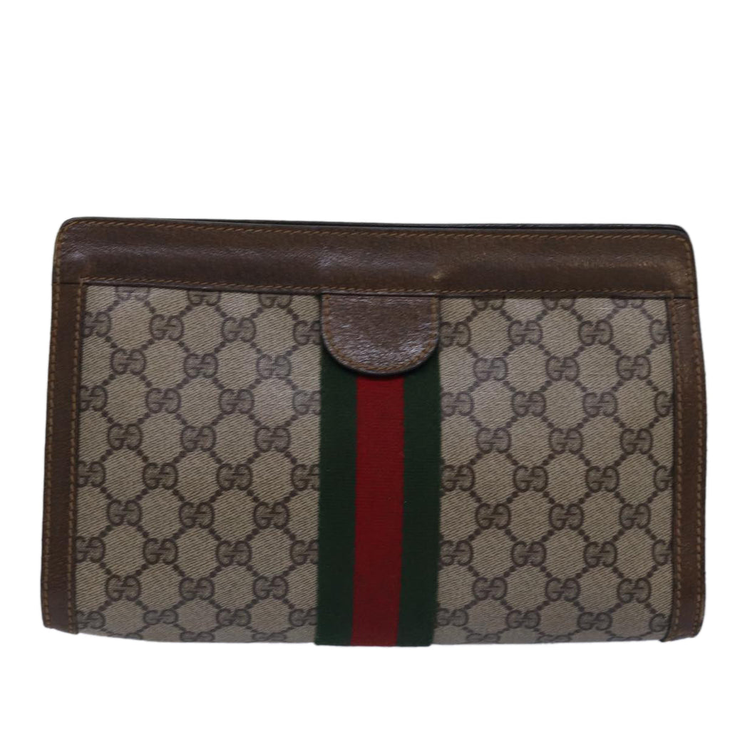 GUCCI GG Supreme Web Sherry Line Clutch Bag Beige 64 014 2125 28 bs15156