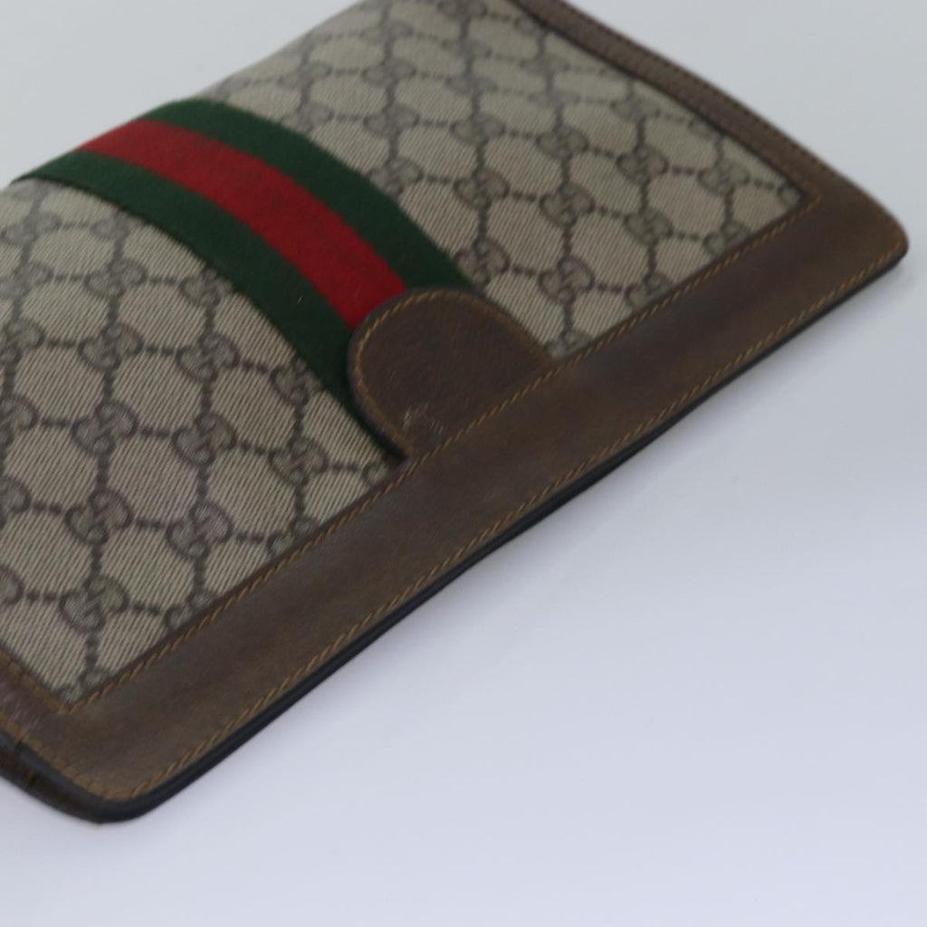 GUCCI GG Supreme Web Sherry Line Clutch Bag Beige 64 014 2125 28 bs15156