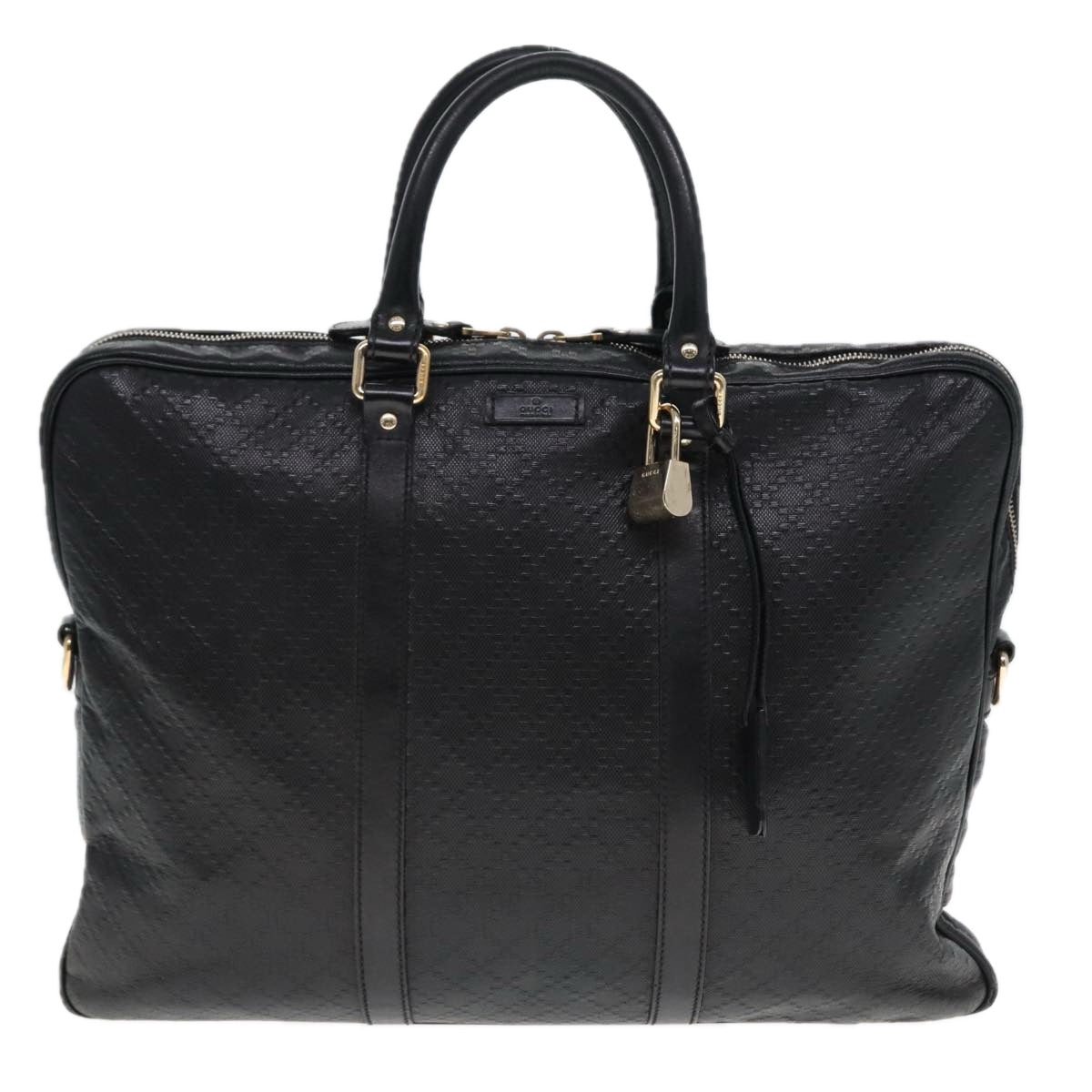 GUCCI Diamante Hand Bag Leather Black 201480 bs15161