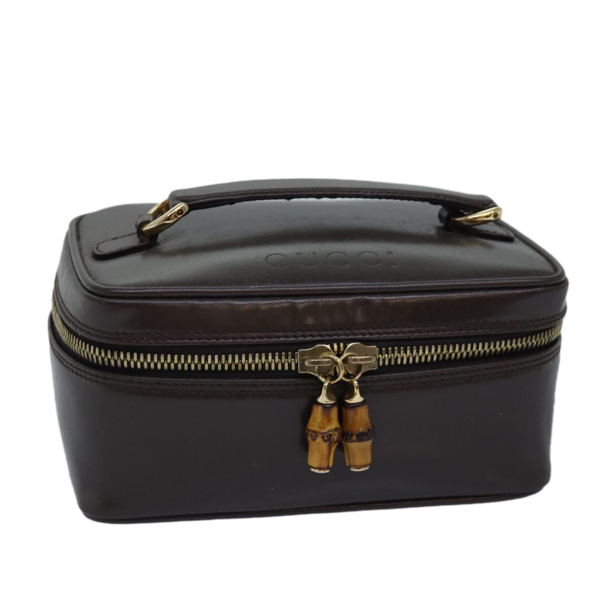 GUCCI Bamboo Pouch Leather Brown 032 1705 0151 bs15219