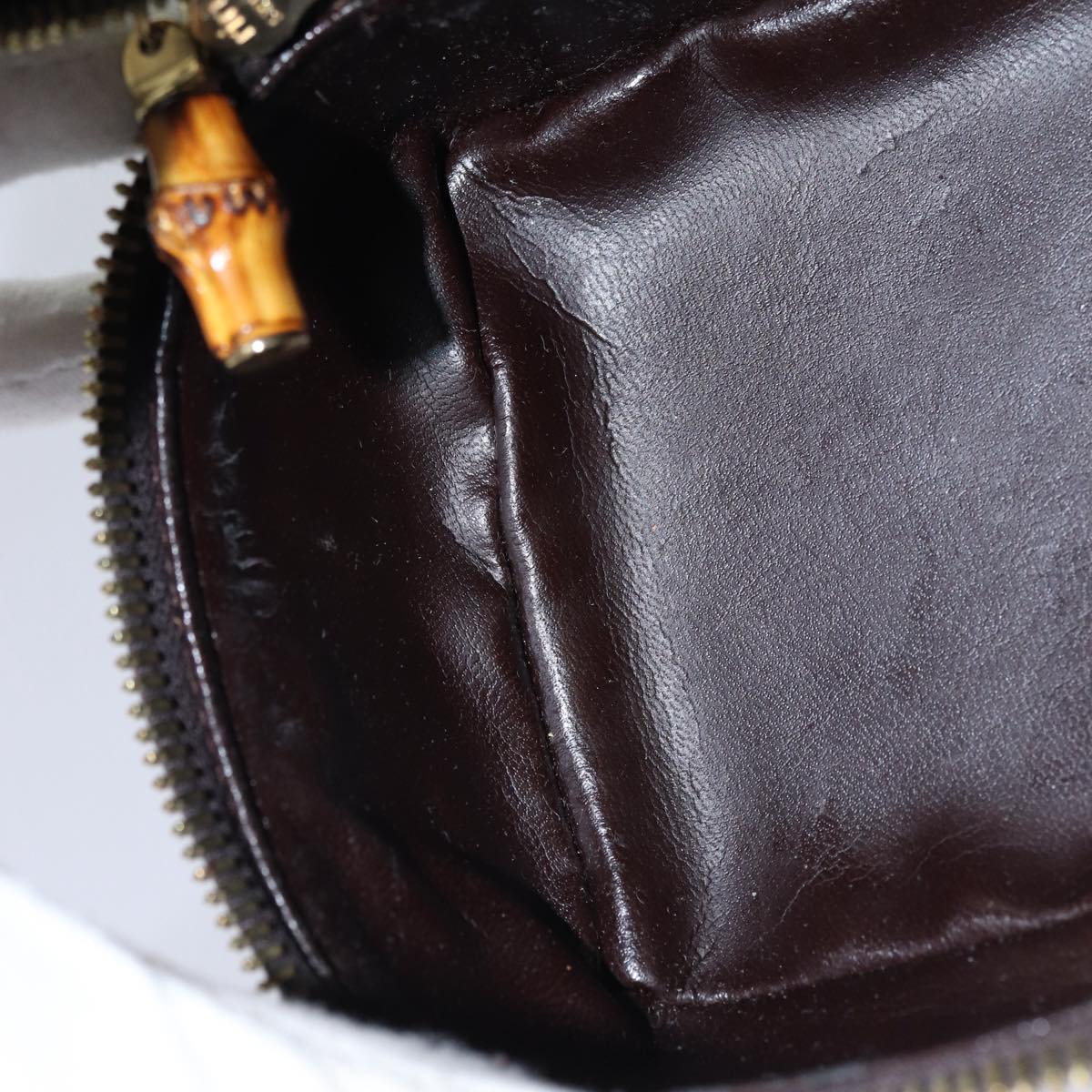 GUCCI Bamboo Pouch Leather Brown 032 1705 0151 bs15219
