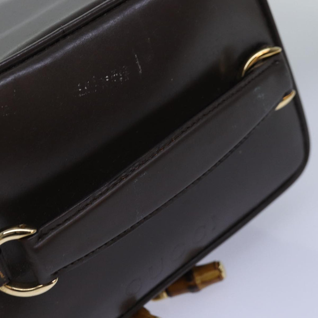 GUCCI Bamboo Pouch Leather Brown 032 1705 0151 bs15219