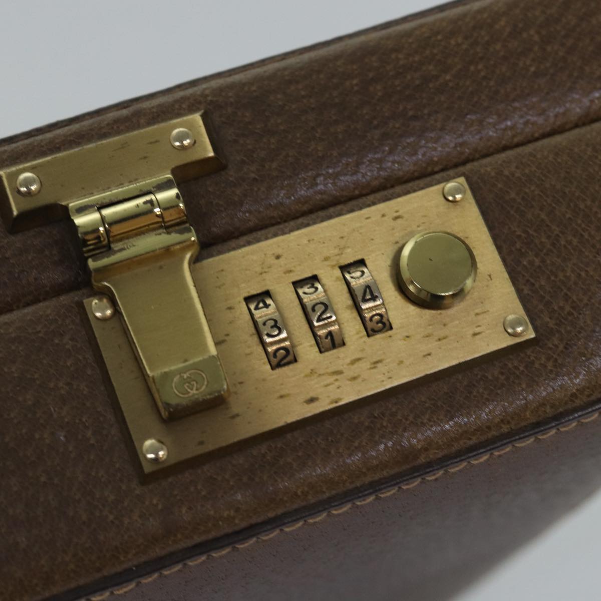 GUCCI Attache Case Hand Bag Leather Brown bs15226