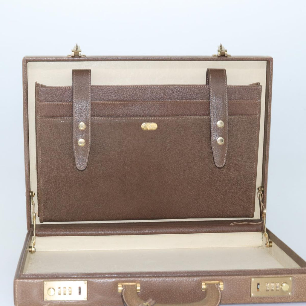 GUCCI Attache Case Hand Bag Leather Brown bs15226