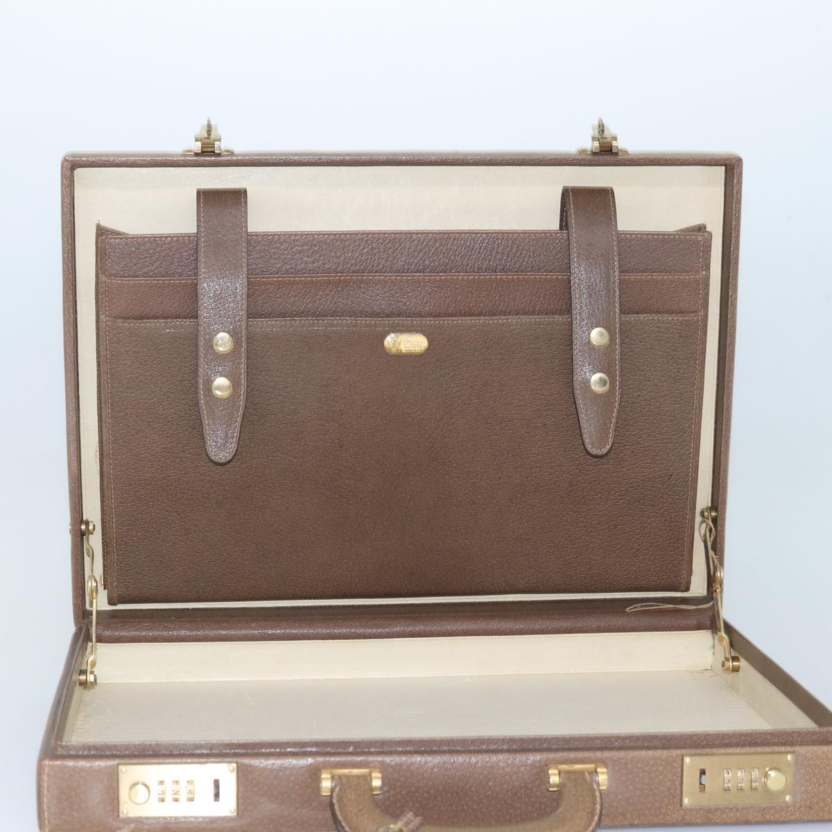 GUCCI Attache Case Hand Bag Leather Brown bs15226