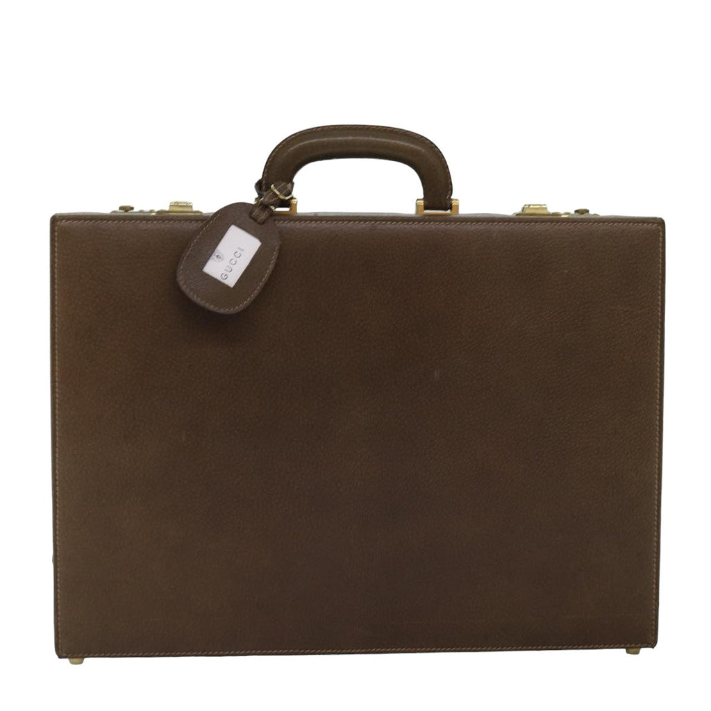 GUCCI Attache Case Hand Bag Leather Brown bs15226