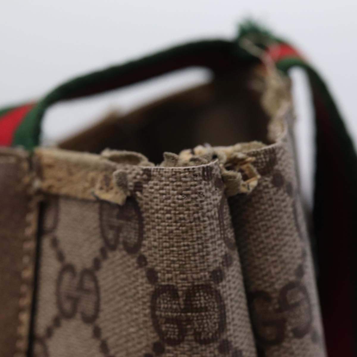 GUCCI GG Supreme Web Sherry Line Tote Bag PVC Black Red 39 02 003 bs15254