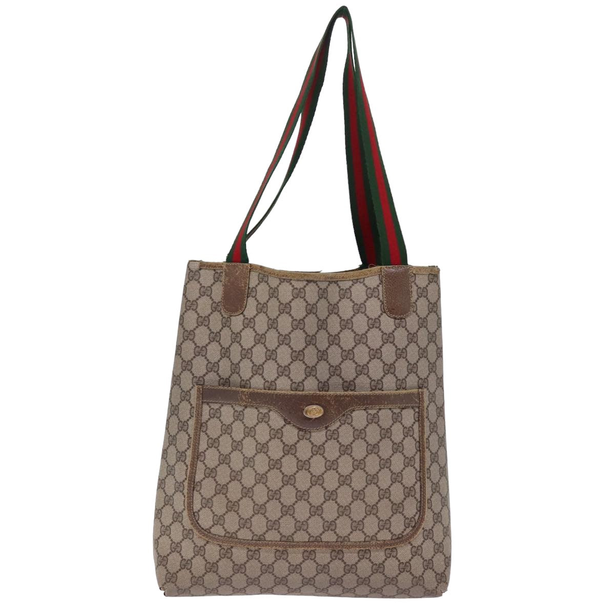 GUCCI GG Supreme Web Sherry Line Tote Bag PVC Black Red 39 02 003 bs15254