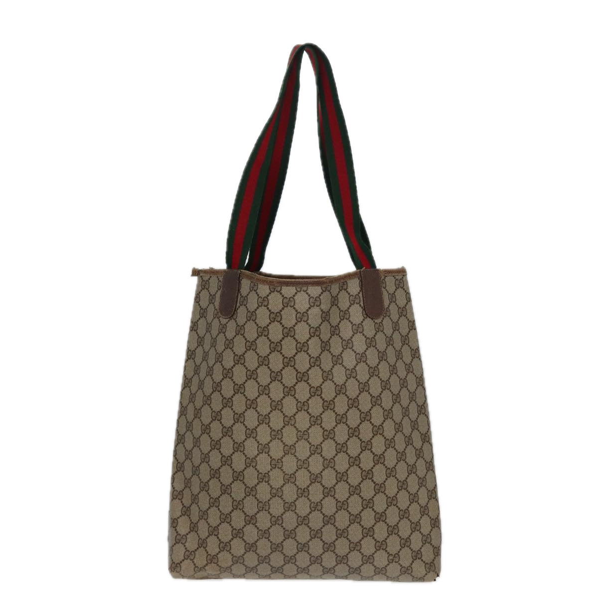 GUCCI GG Canvas Web Sherry Line Tote Bag PVC Leather Brown bs15255
