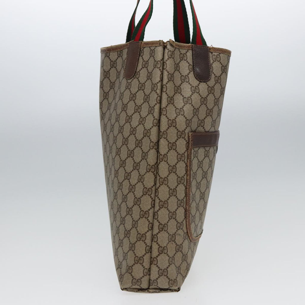 GUCCI GG Canvas Web Sherry Line Tote Bag PVC Leather Brown bs15255