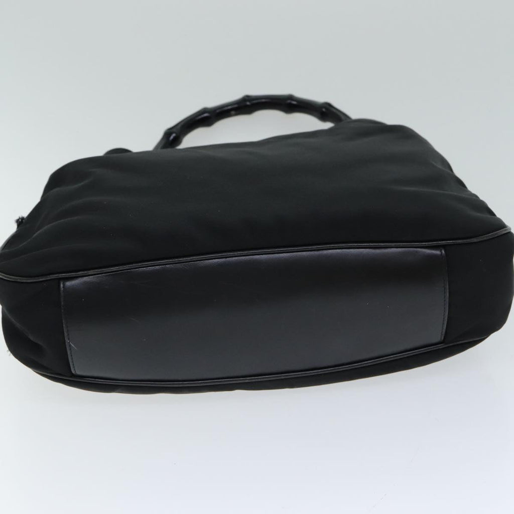 GUCCI Bamboo Hand Bag Nylon Black 001 1577 bs15256