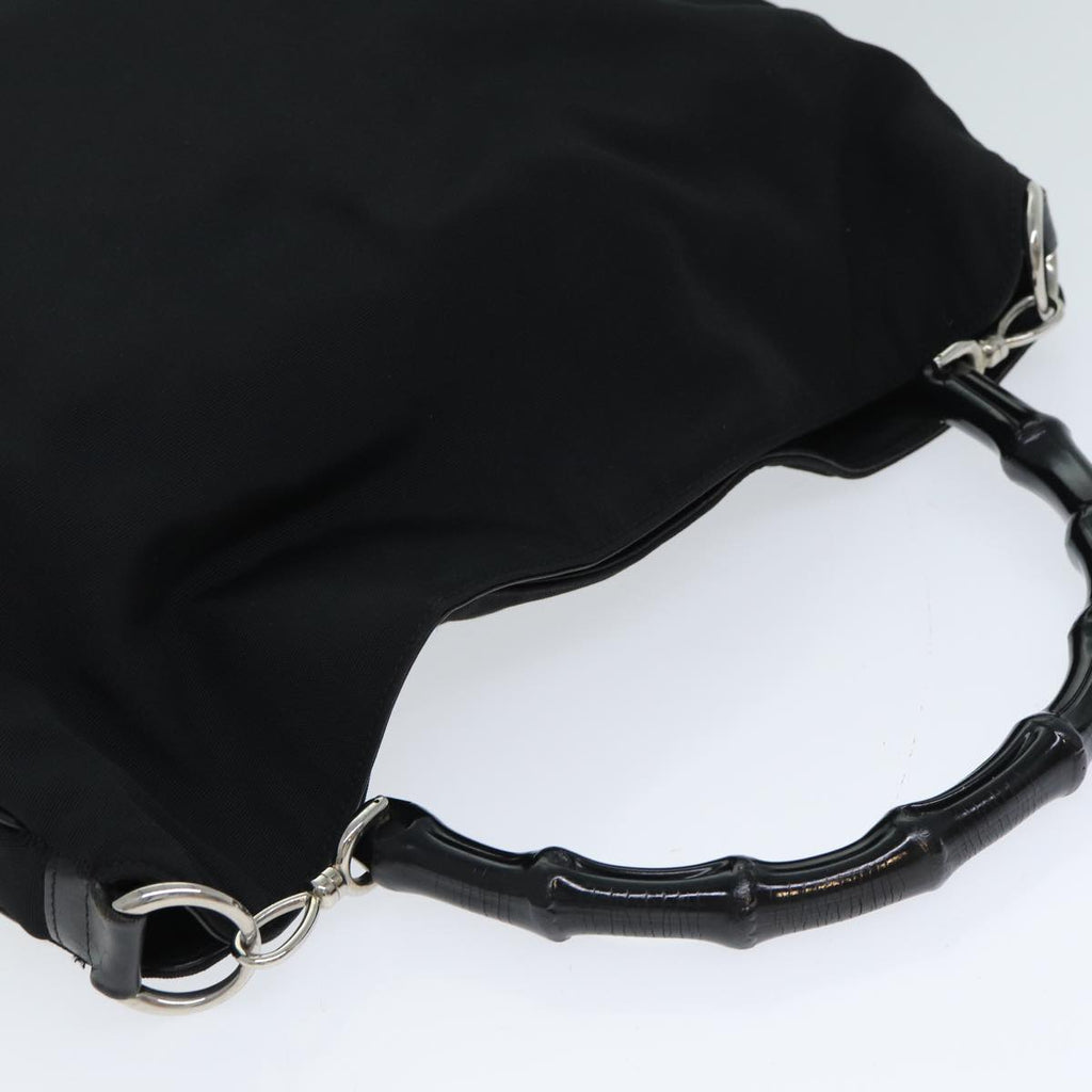GUCCI Bamboo Hand Bag Nylon Black 001 1577 bs15256