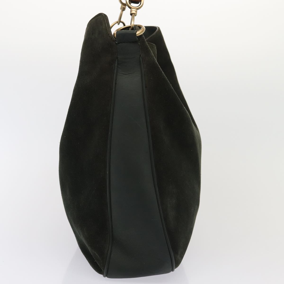 GUCCI Bamboo Hand Bag Suede 2way Khaki bs15257