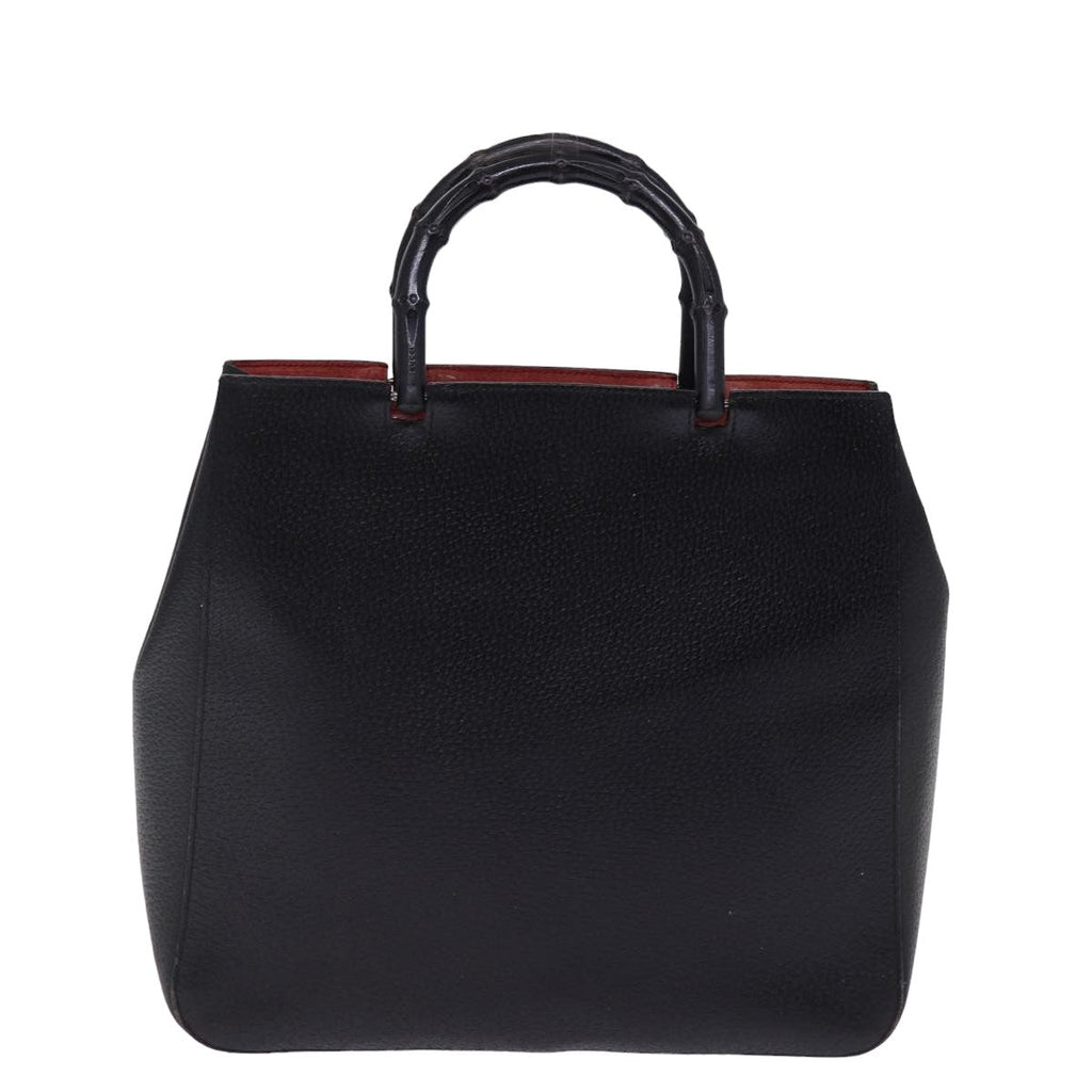 GUCCI Bamboo Hand Bag Leather Black 002 1060 bs15259