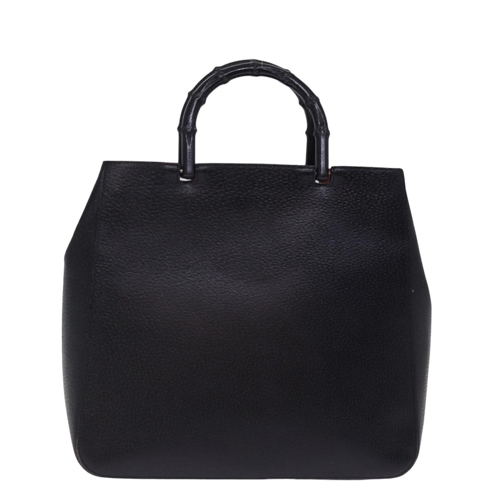 GUCCI Bamboo Hand Bag Leather Black 002 1060 bs15259