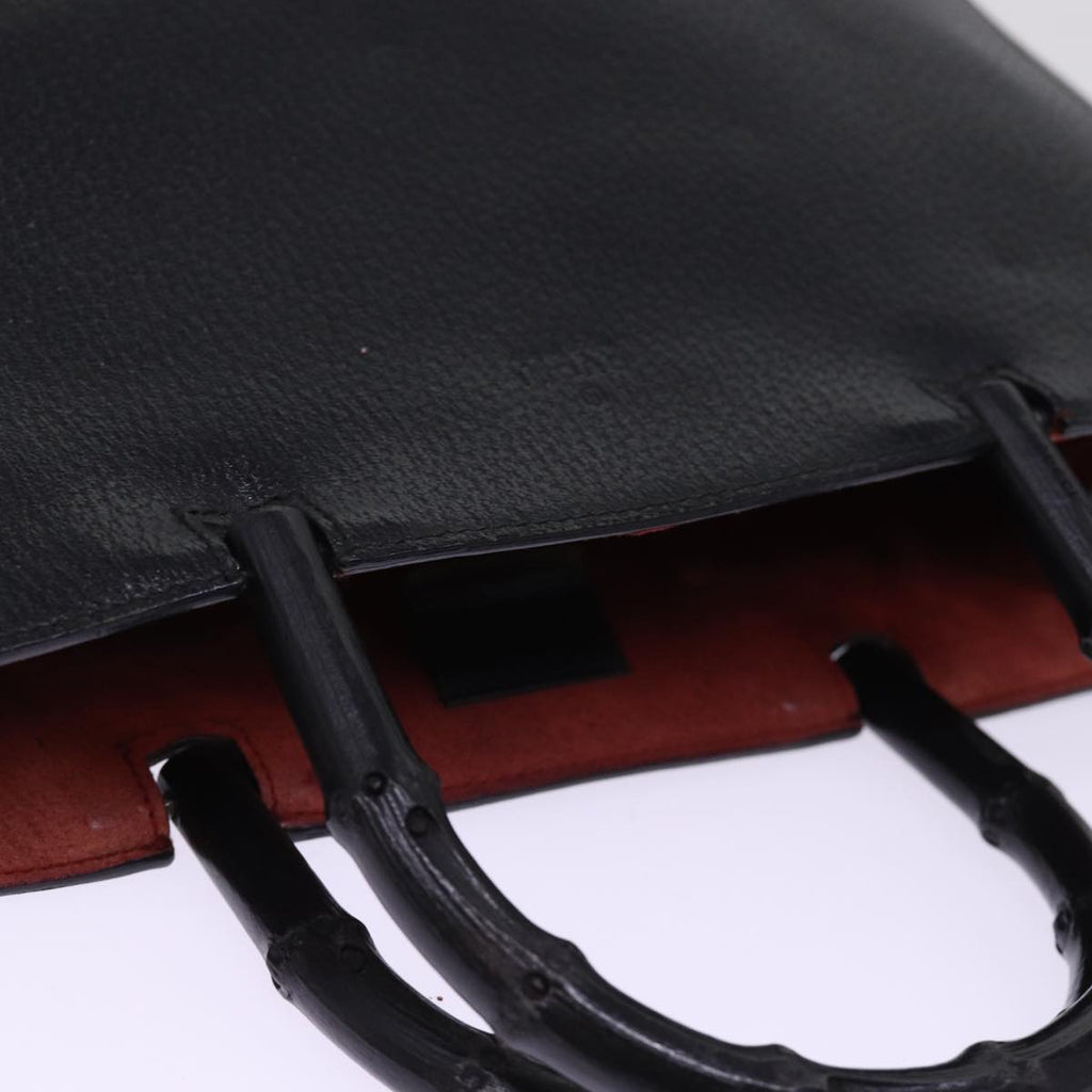 GUCCI Bamboo Hand Bag Leather Black 002 1060 bs15259