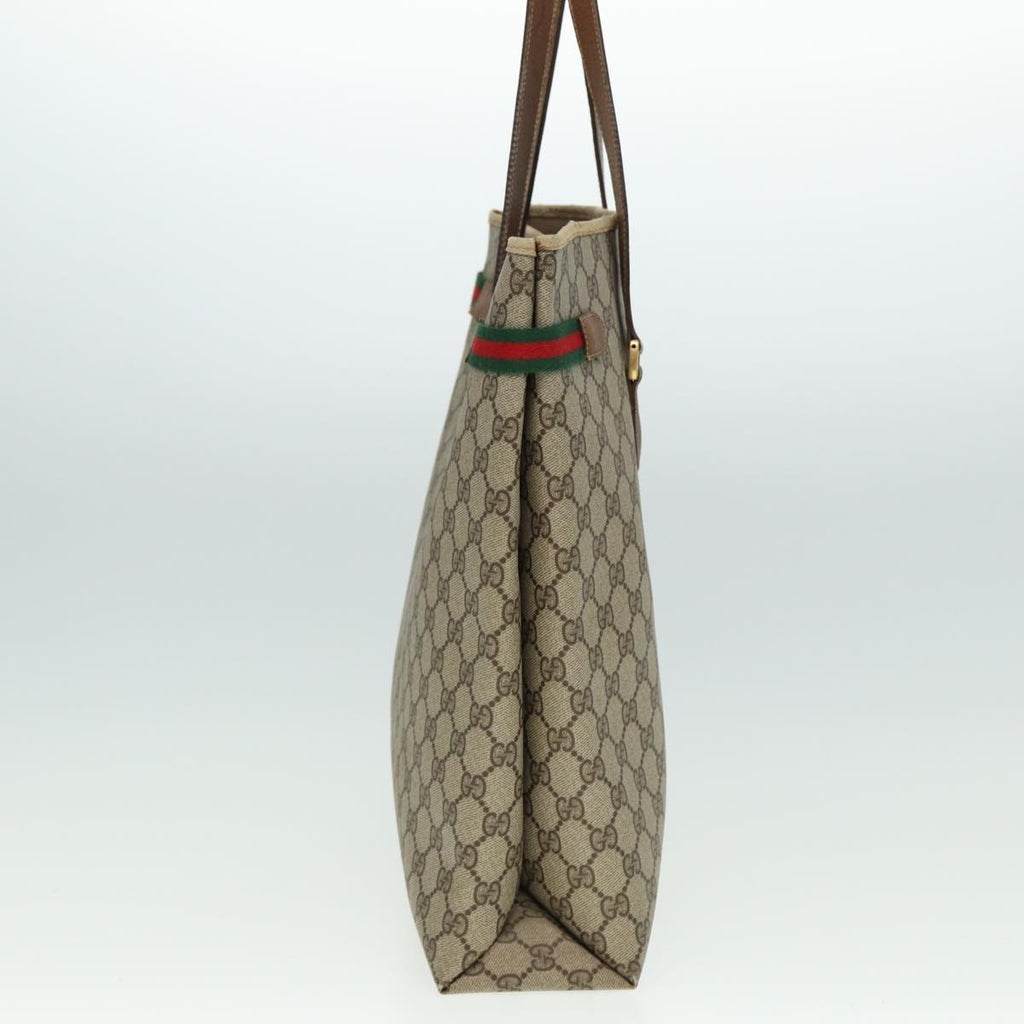 GUCCI GG Supreme Web Sherry Line Tote Bag PVC Beige Red 39 02 091 bs15336