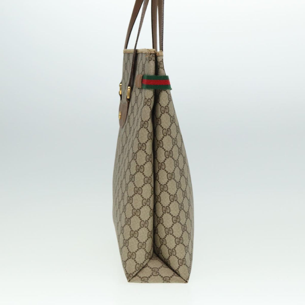 GUCCI GG Supreme Web Sherry Line Tote Bag PVC Beige Red 39 02 091 bs15336