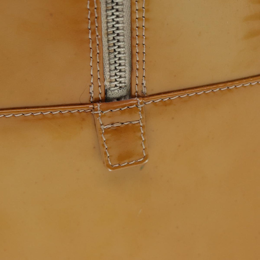 CHANEL Choco Bar Hand Bag Patent leather Yellow CC bs15398
