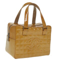 CHANEL Choco Bar Hand Bag Patent leather Yellow CC bs15398