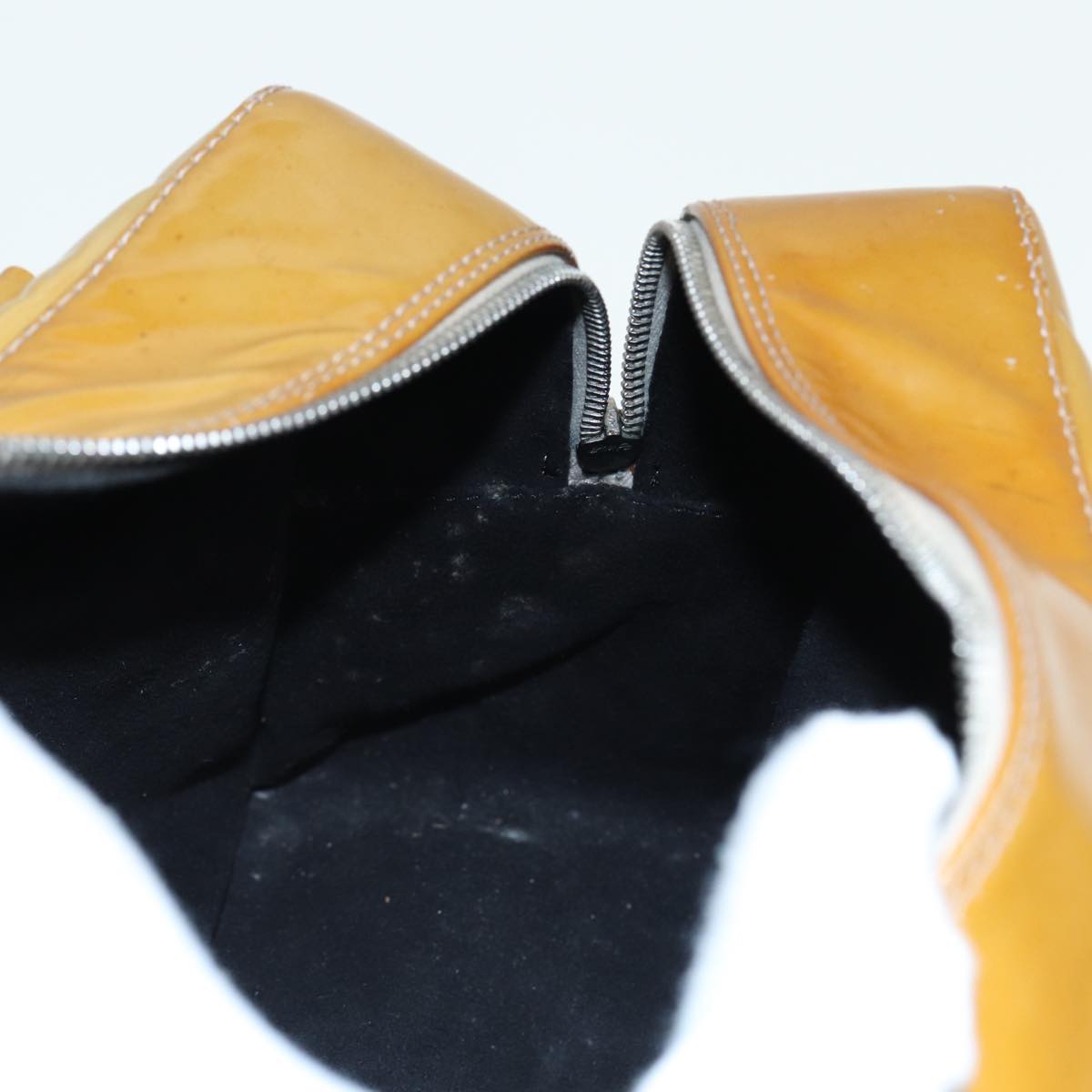 CHANEL Choco Bar Hand Bag Patent leather Yellow CC bs15398