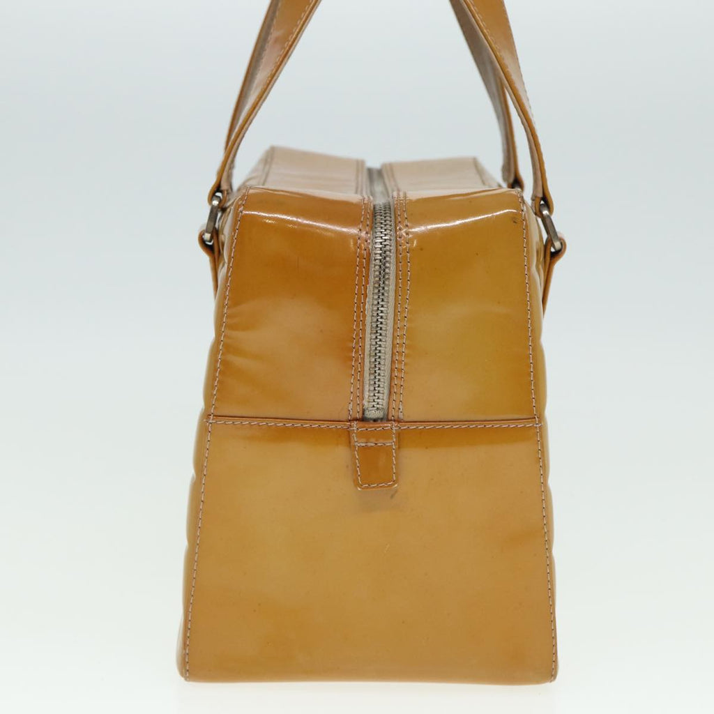 CHANEL Choco Bar Hand Bag Patent leather Yellow CC bs15398