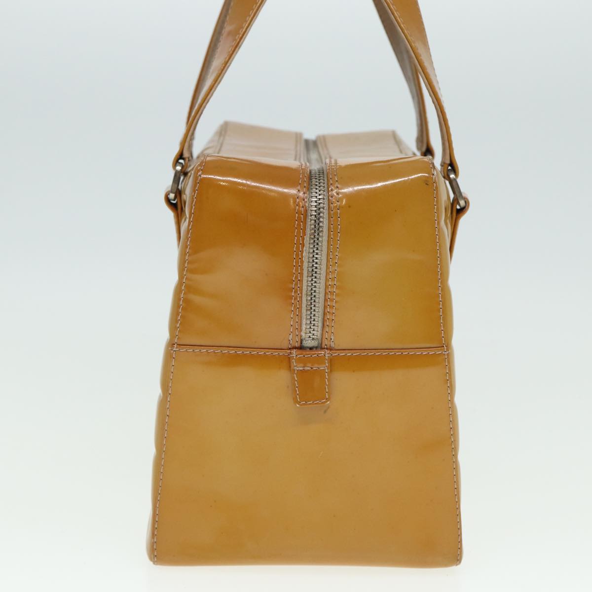 CHANEL Choco Bar Hand Bag Patent leather Yellow CC bs15398
